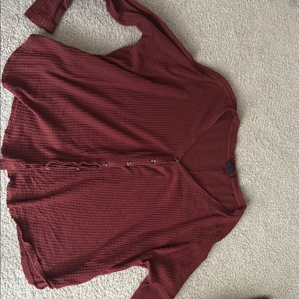 Women's Button-Up Textured Top - Rust